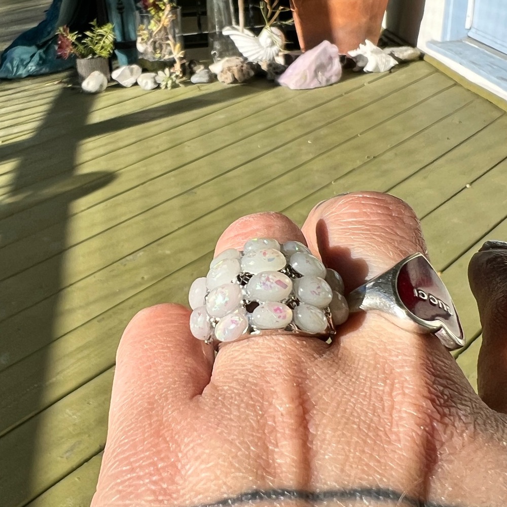 NEW silver plated fire opal statement ring - Picture 6 of 13